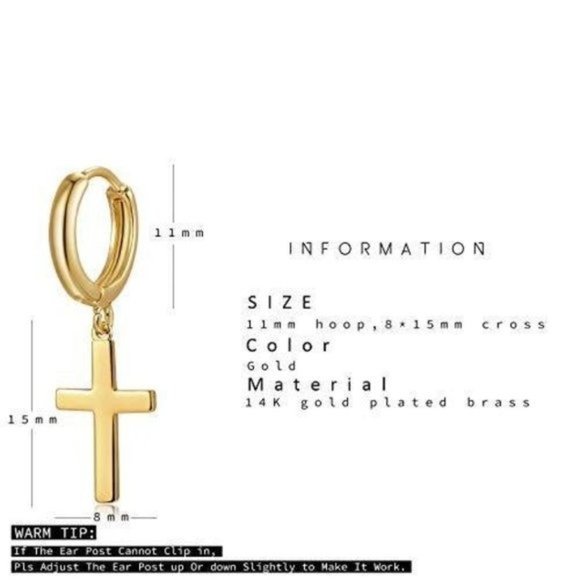 14K Gold Cross Earrings - Picture 4 of 5